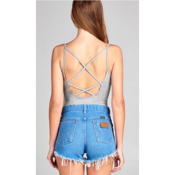 Gray criss crossy bodysuit! - Picture 4 of 4